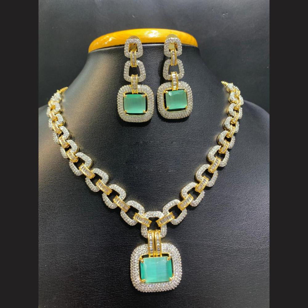 Jain Jewellers Gold Plated American Diamond Necklace Set