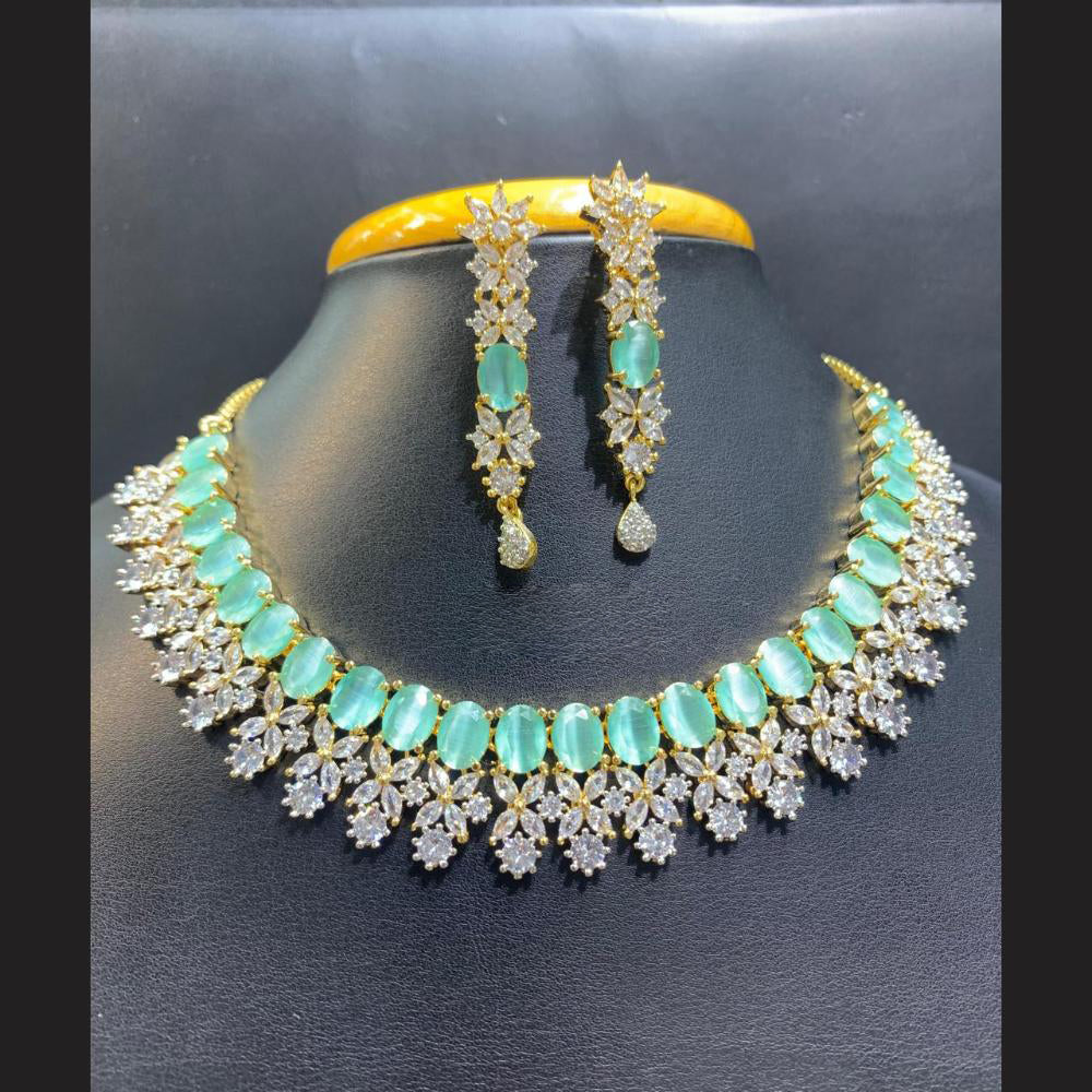 Jain Jewellers Gold Plated American Diamond Necklace Set