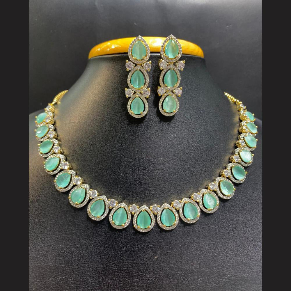 Jain Jewellers Gold Plated American Diamond Necklace Set