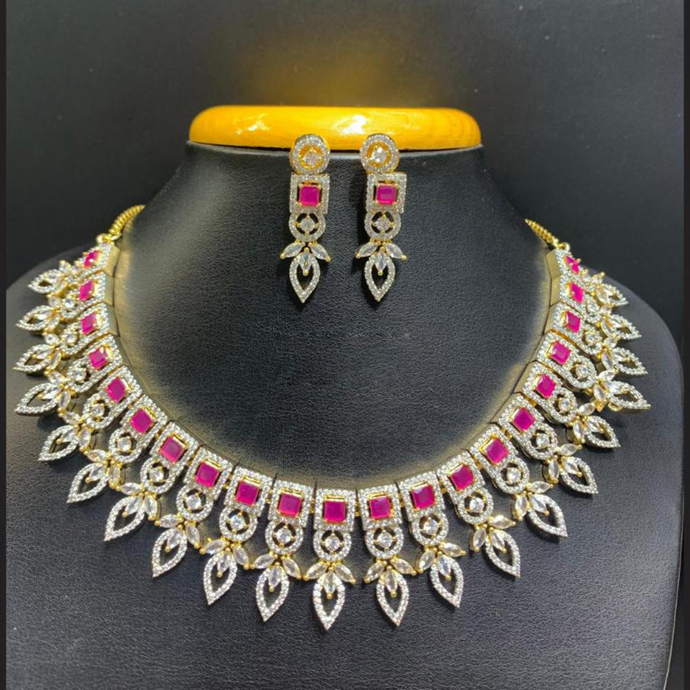 Jain Jewellers Gold Plated American Diamond Necklace Set