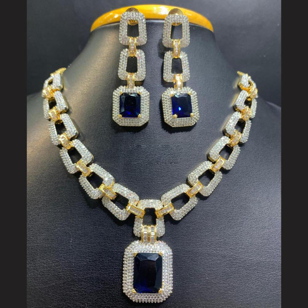 Jain Jewellers Gold Plated American Diamond Necklace Set