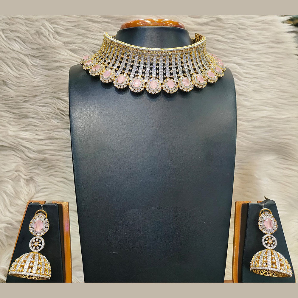 Jain Jewellers Glamorous American Diamond Designer Necklace Set