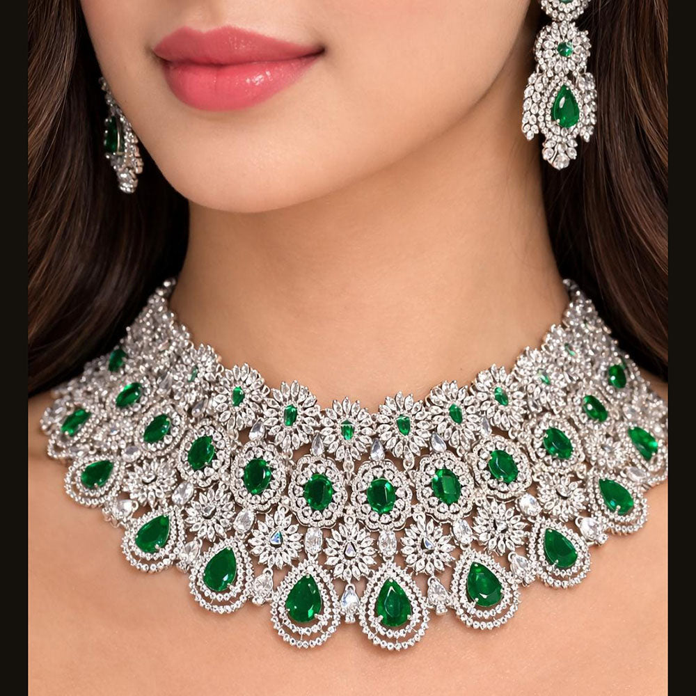 Jain Jewellers Premium American Diamond Designer Necklace Set
