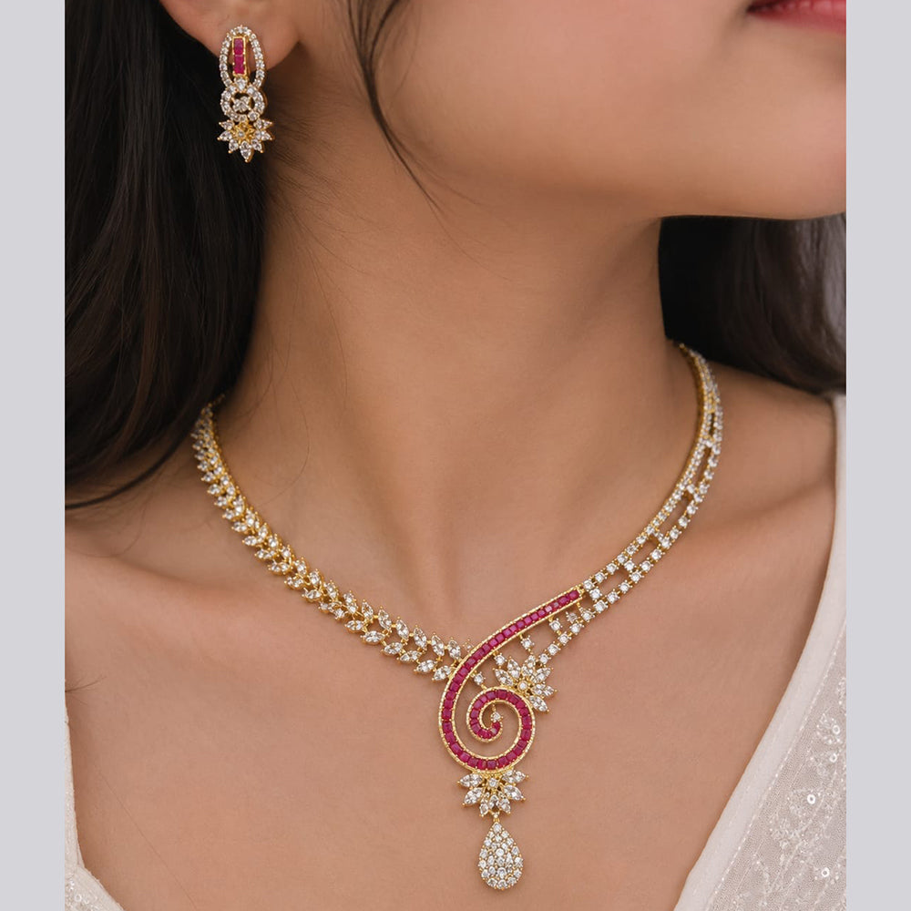 Jain Jewellers Premium American Diamond Designer Necklace Set