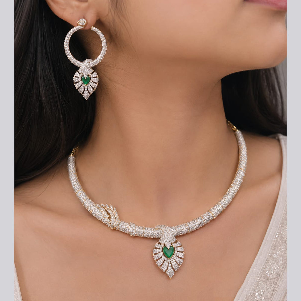 Jain Jewellers Premium American Diamond Designer Necklace Set