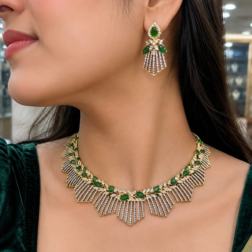 Jain Jewellers Premium American Diamond Designer Necklace Set