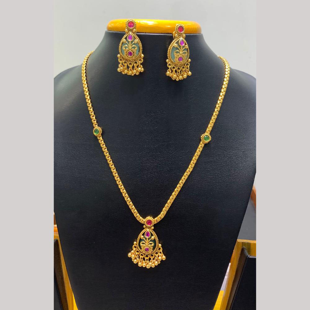 Jain Jewellers Graceful Pota Stone And Beads Ethnic Pendant Jewellery Set