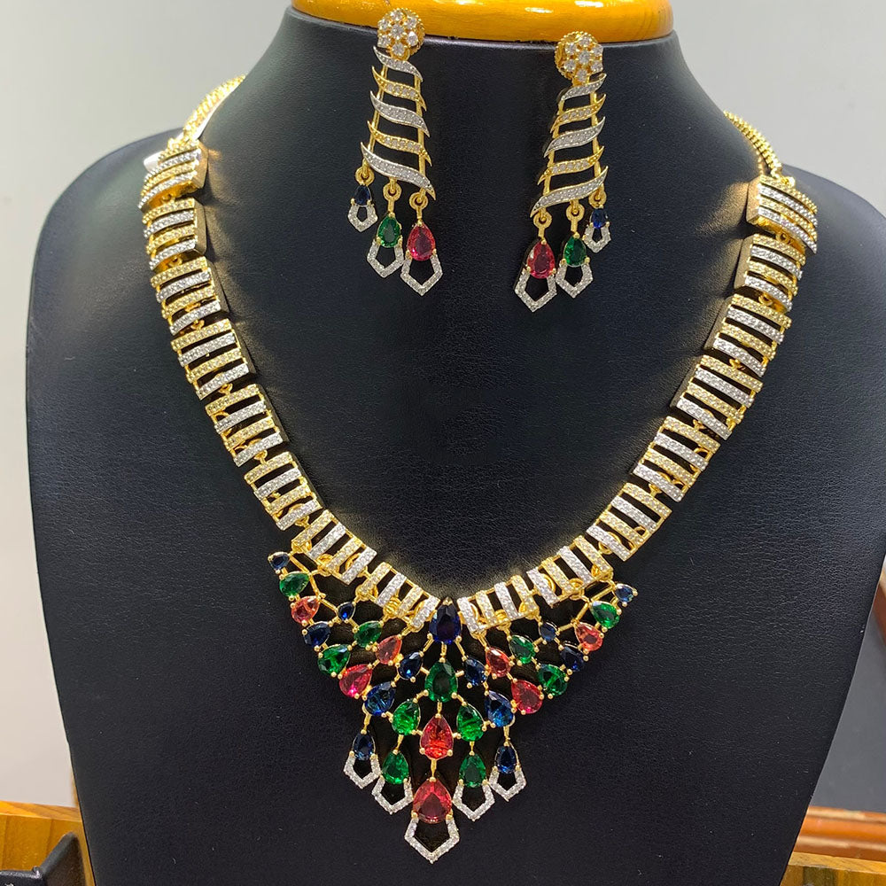 Jain Jewellers Premium American Diamond Designer Necklace Set