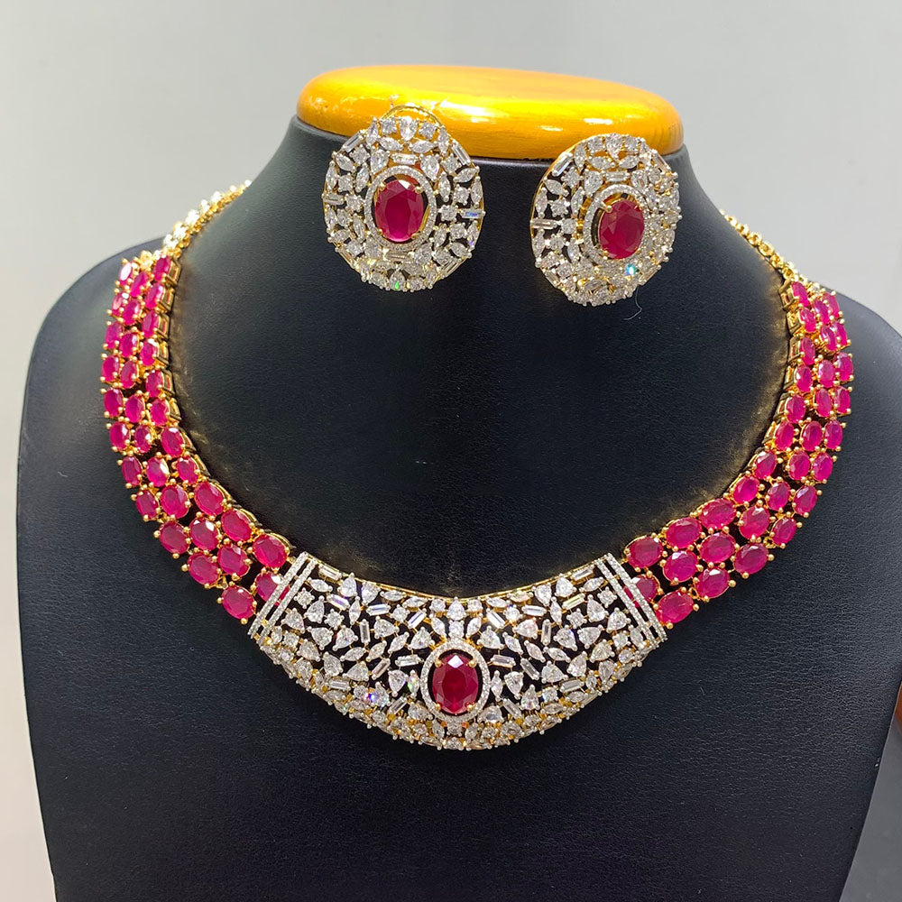 Jain Jewellers Premium American Diamond Designer Necklace Set