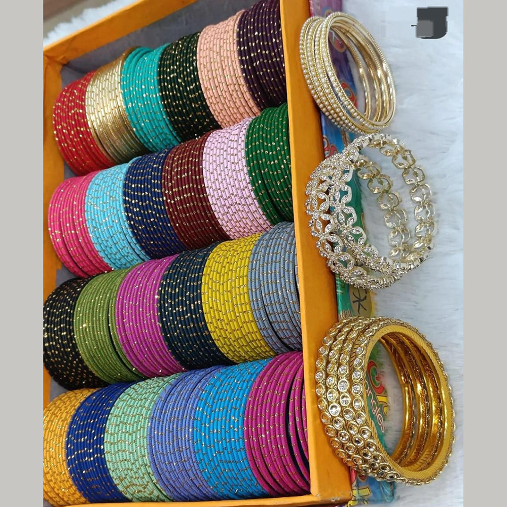 Kavita Art Gold Plated Austrian Stone Bangles Set (Assorted Color