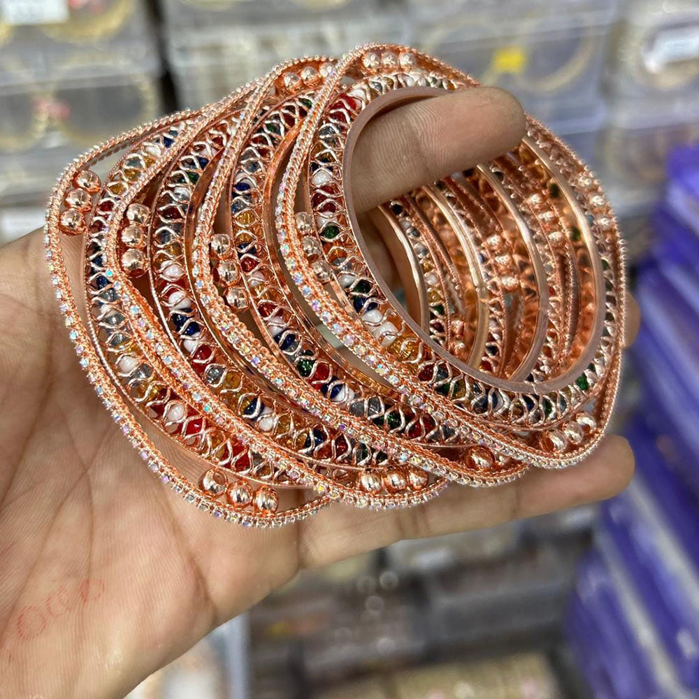 Kavita Art Rose Gold Plated Austrian Stone Bangles Set