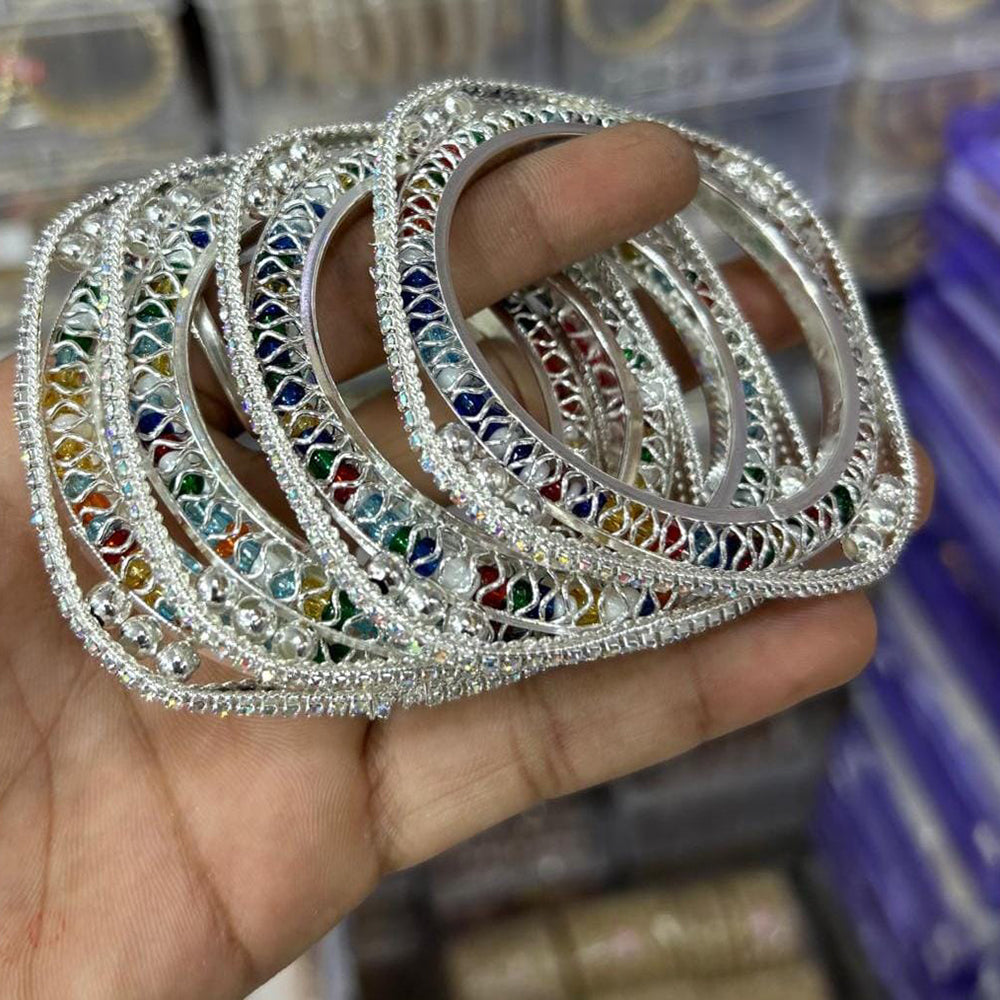 Kavita Art Silver Plated Austrian Stone Bangles Set