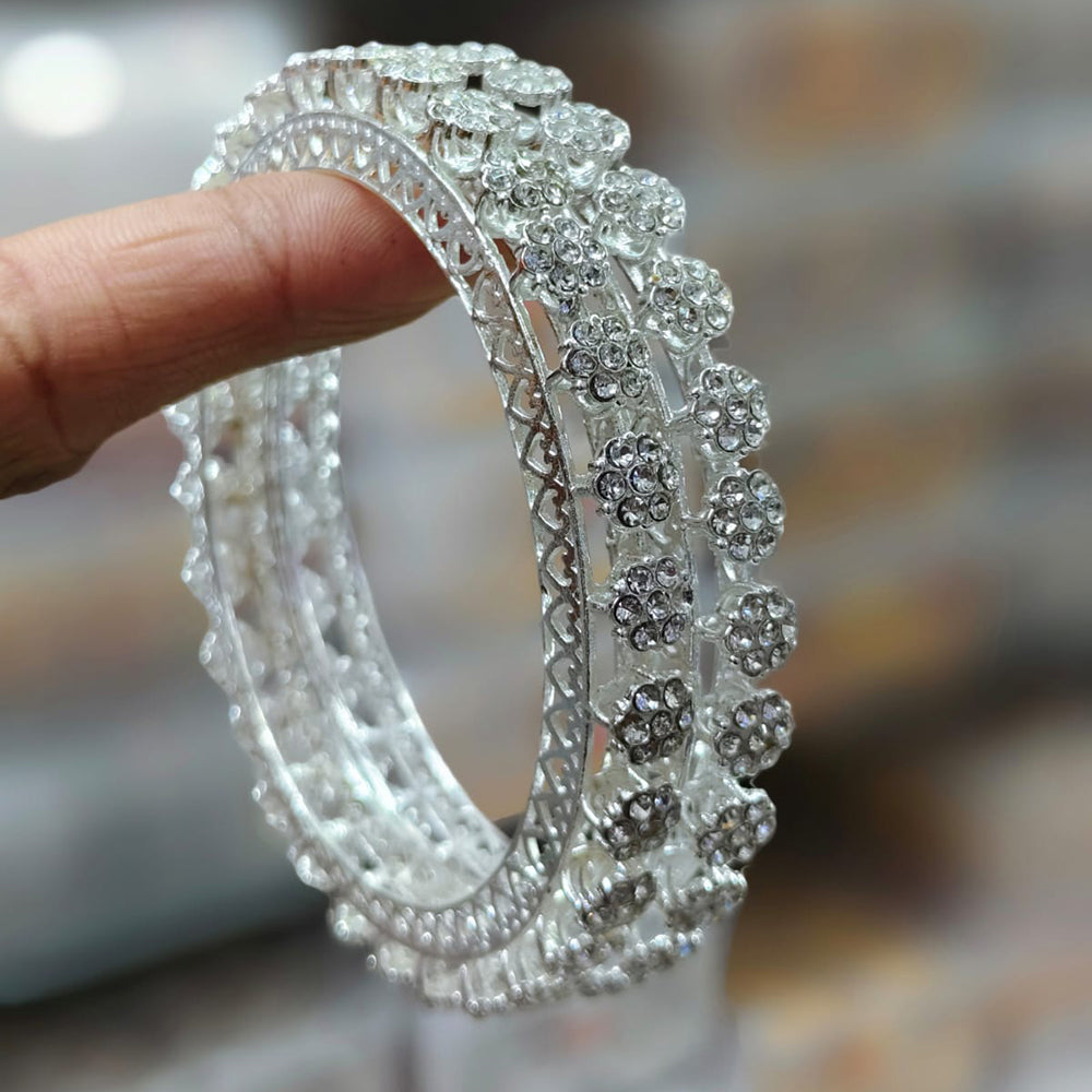 Kavita Art Silver Plated Austrian Stone Bangles Set