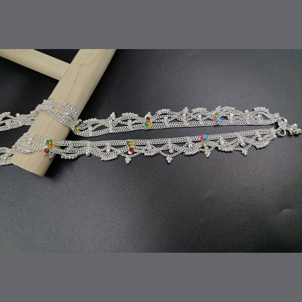 Kavita Art Silver Plated Meenakari Payal Anklet – JewelEMarket
