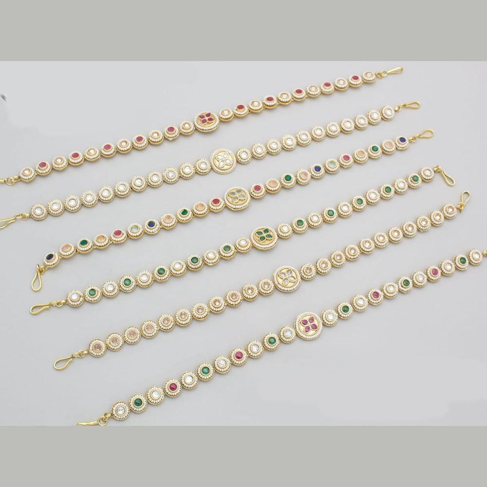 Kavita Art Gold Plated Pota Stone And Pearl Bracelet (1 Piece Only)