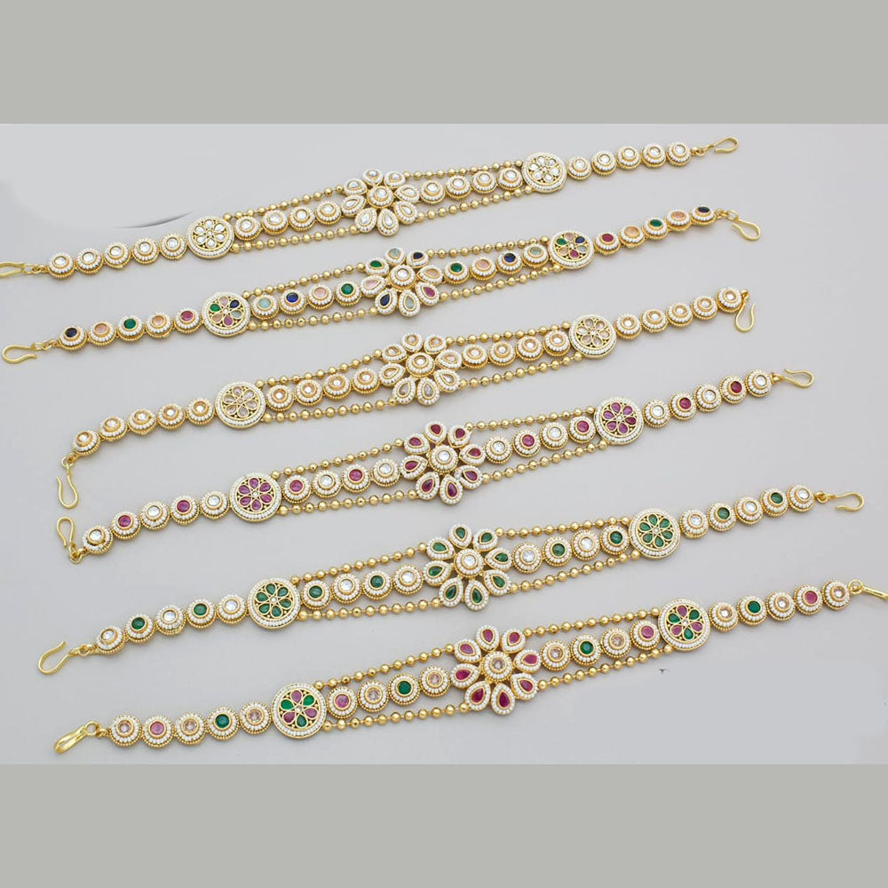 Kavita Art Gold Plated Pota Stone And Pearl Bracelet (1 Piece Only)