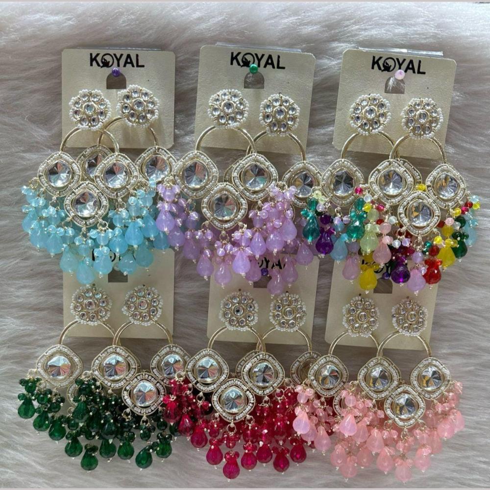 Kavita Art Gold Plated Crystal Stone And Beads Dangler Earrings (Assorted Color 1 Piece Only)