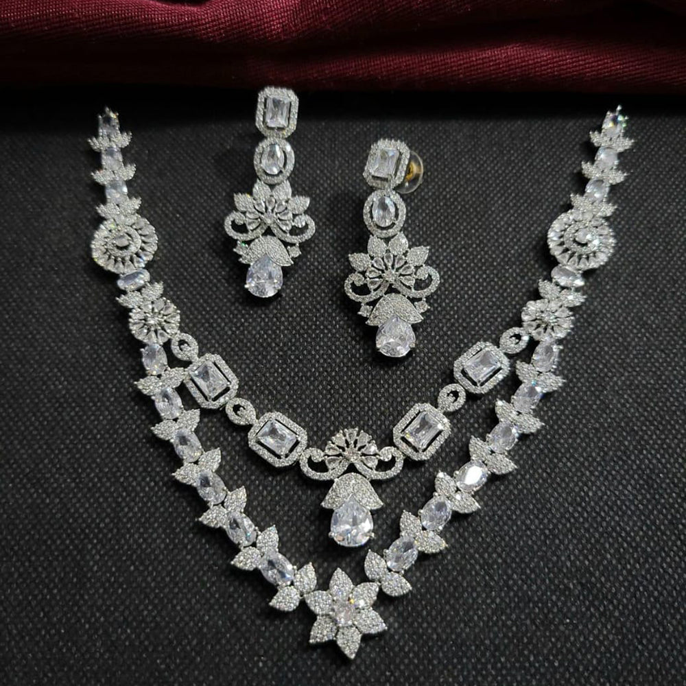 Kavita Art Silver Plated American Diamond Necklace Set