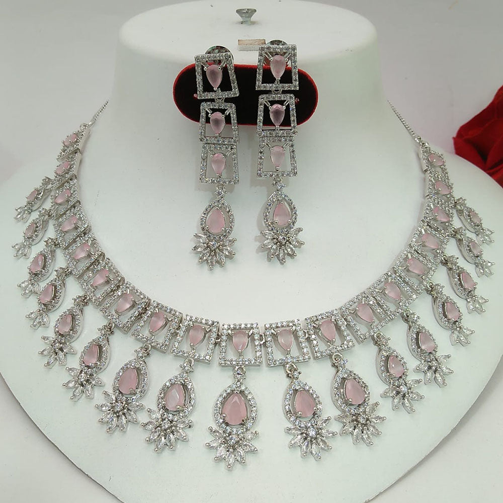 Kavita Art Silver Plated American Diamond Necklace Set