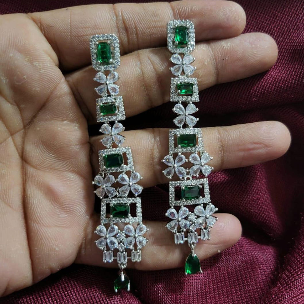 Kavita Art Silver Plated American Diamonds Dangler Earrings