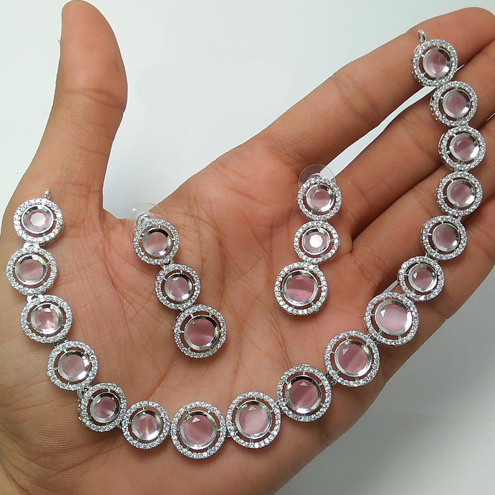 Kavita Art Silver Plated American Diamond Necklace Set