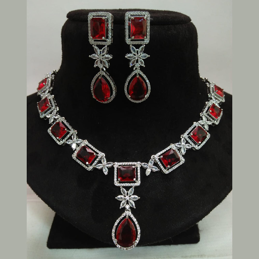 Kavita Art Silver Plated American Diamond Necklace Set