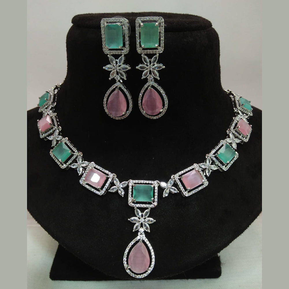 Kavita Art Silver Plated American Diamond Necklace Set