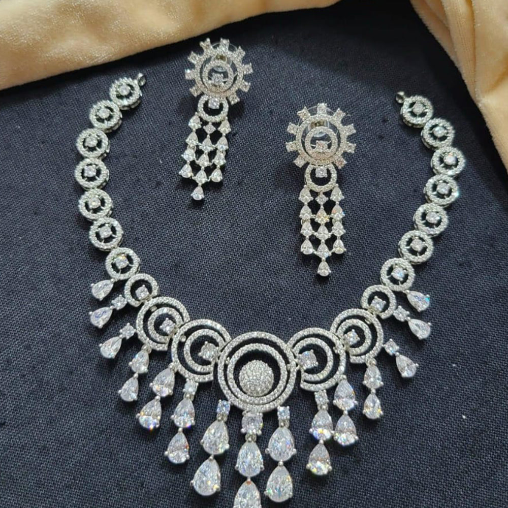 Kavita Art Silver Plated American Diamond Necklace Set