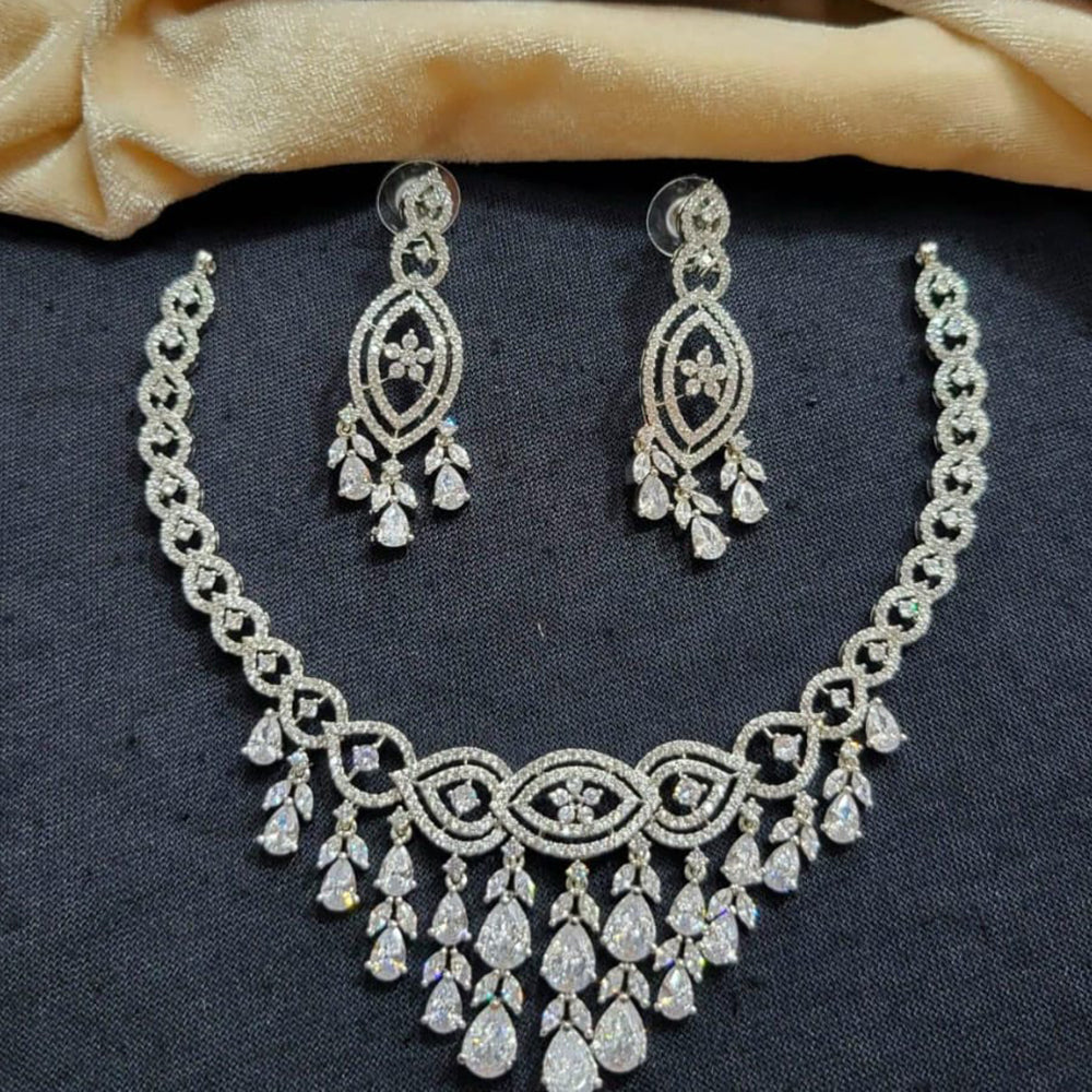 Kavita Art Silver Plated American Diamond Necklace Set