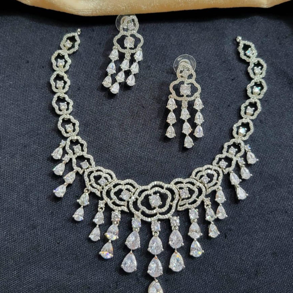 Kavita Art Silver Plated American Diamond Necklace Set