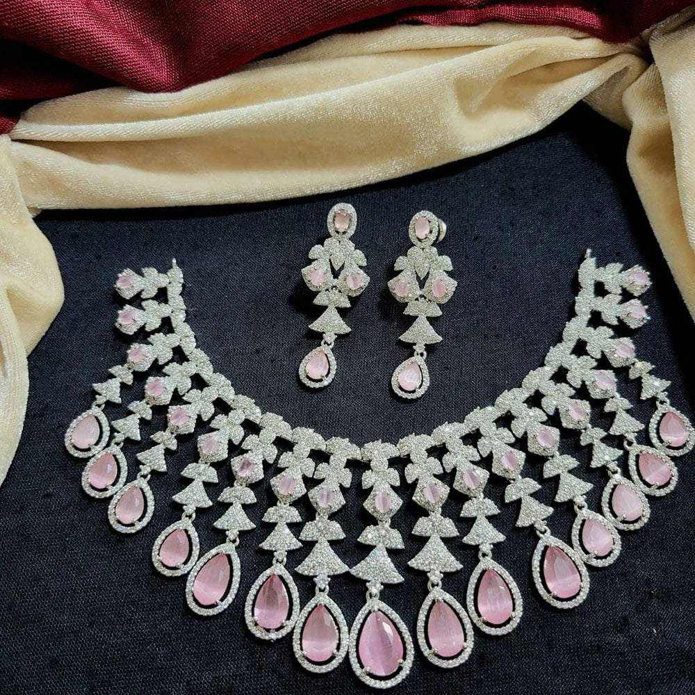 Kavita Art Silver Plated American Diamond Necklace Set