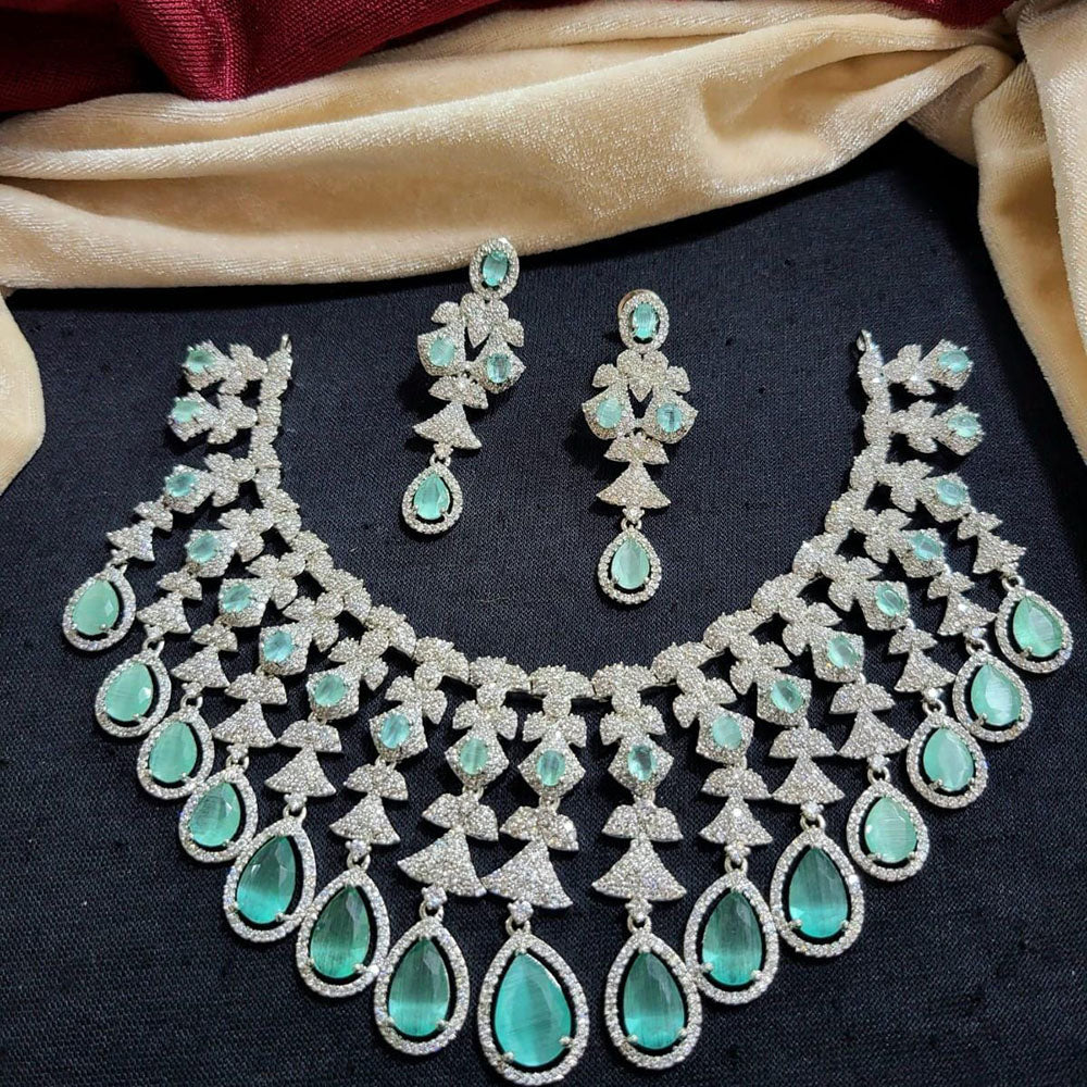 Kavita Art Silver Plated American Diamond Necklace Set