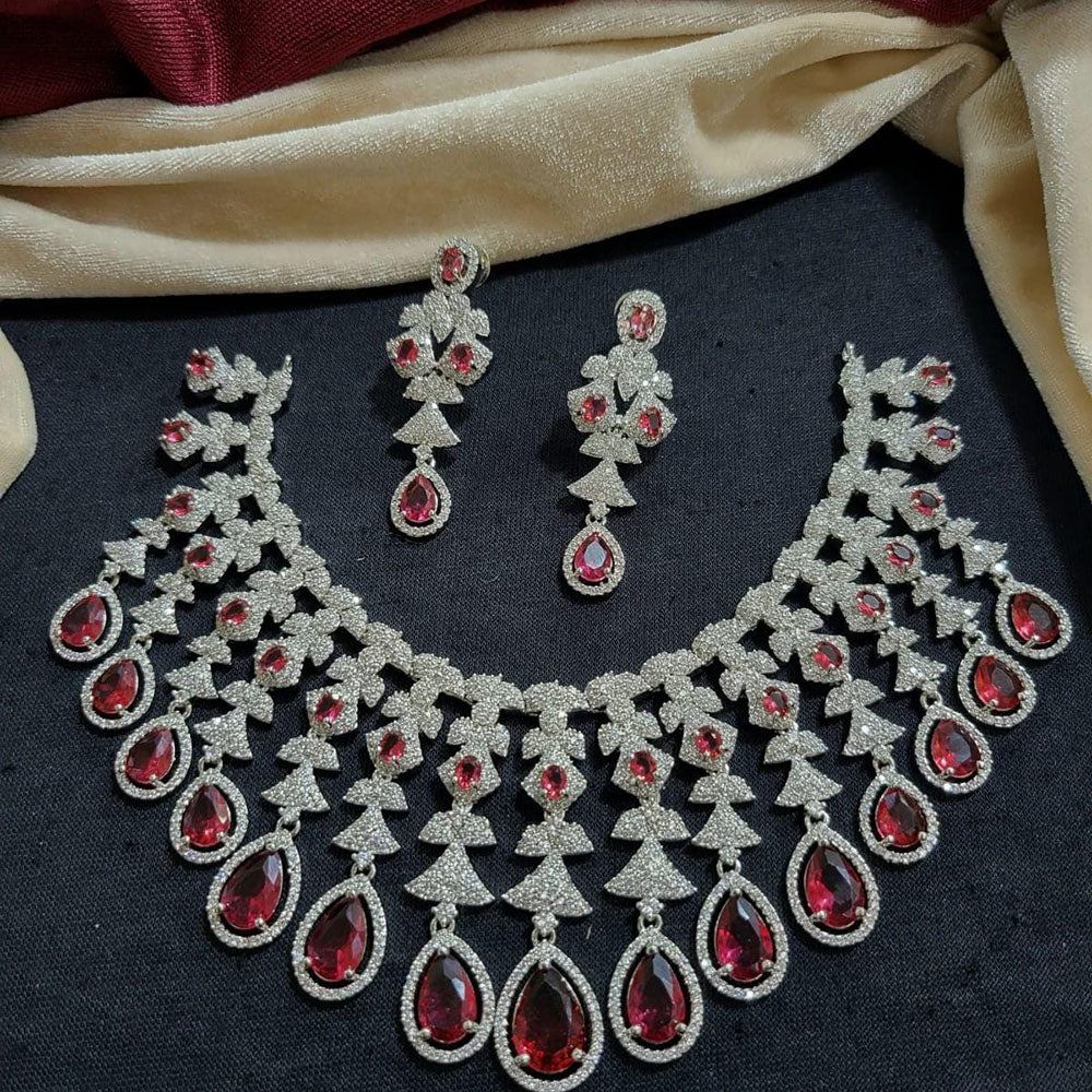 Kavita Art Silver Plated American Diamond Necklace Set