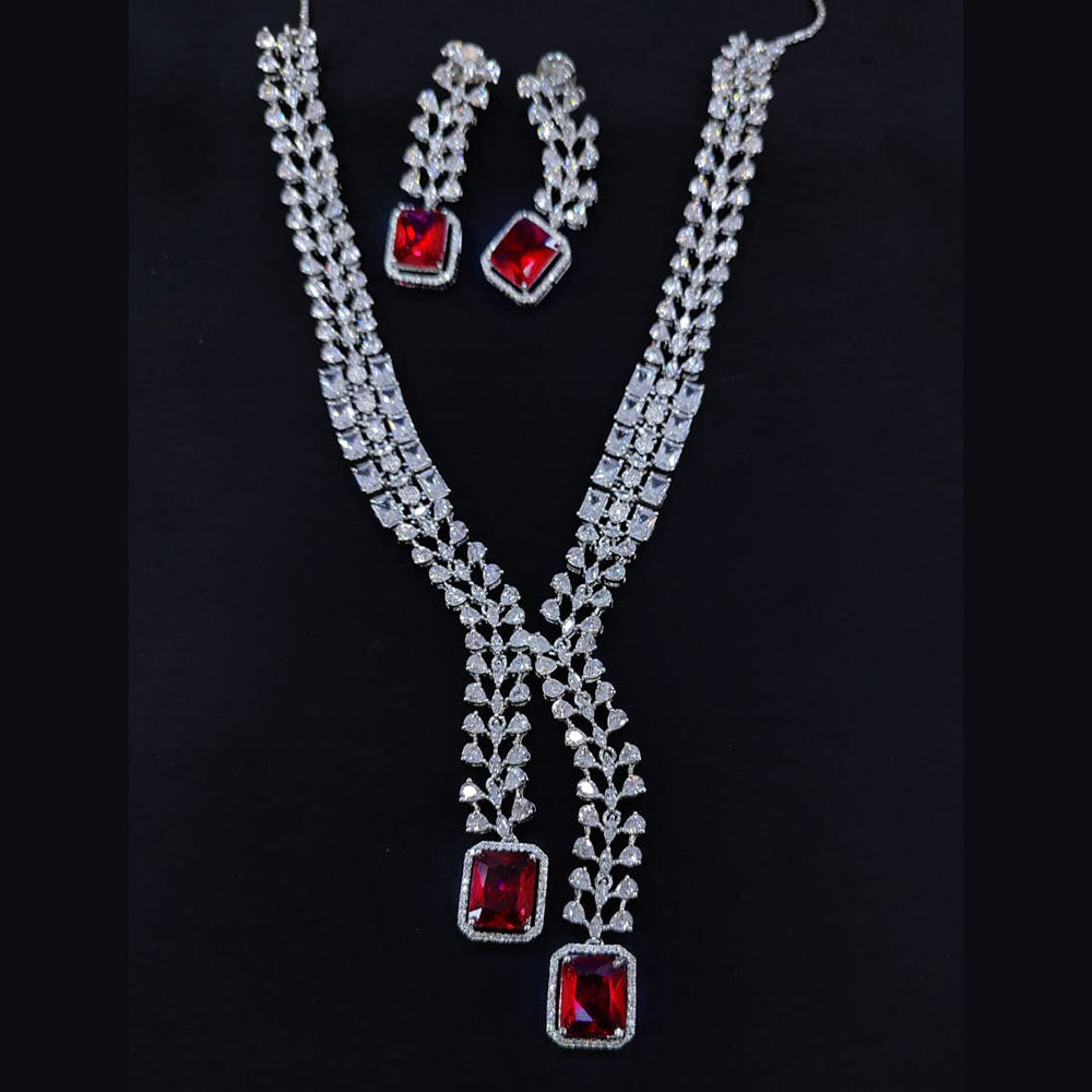 Kavita Art Silver Plated American Diamond Necklace Set