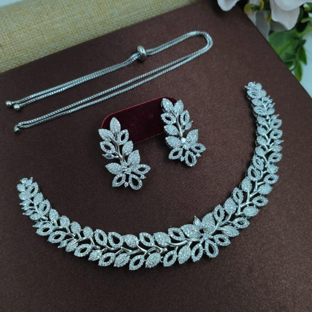 Kavita Art Silver Plated American Diamond Necklace Set