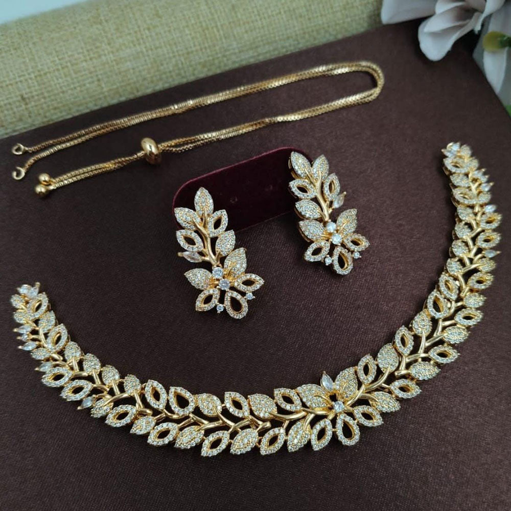 Kavita Art Gold Plated American Diamond Necklace Set