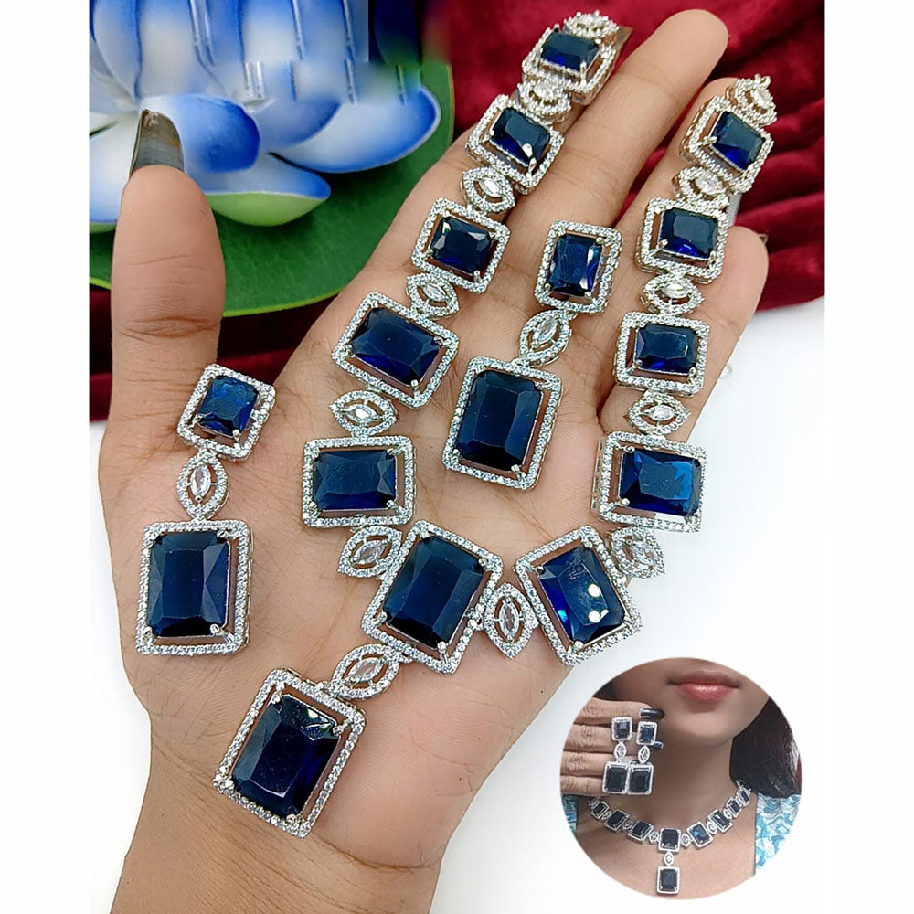 Kavita Art Silver Plated American Diamond Necklace Set