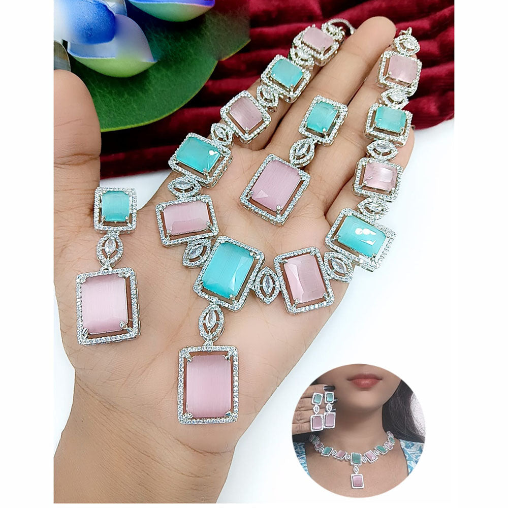 Kavita Art Silver Plated American Diamond Necklace Set