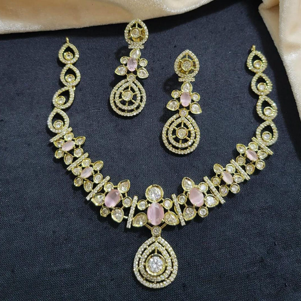 Kavita Art Gold Plated American Diamond Necklace Set