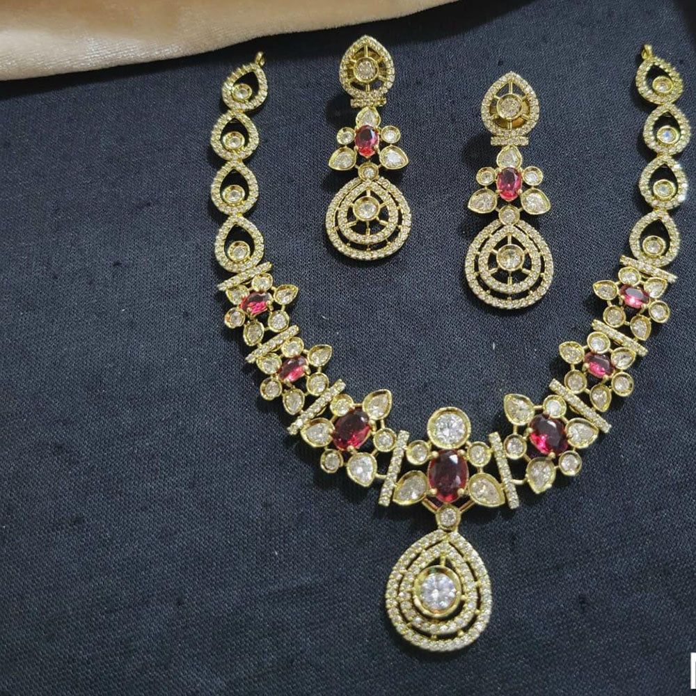 Kavita Art Gold Plated American Diamond Necklace Set