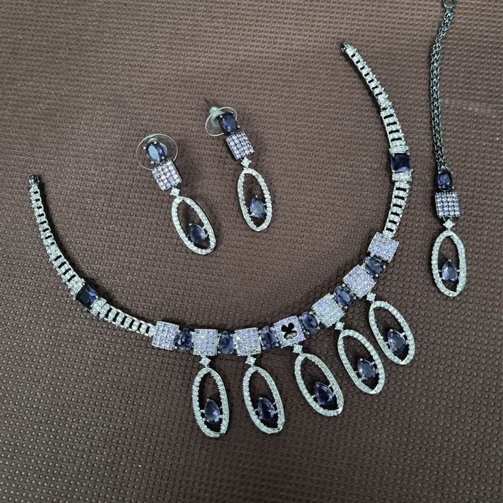 Kavita Art Silver Plated American Diamond Necklace Set