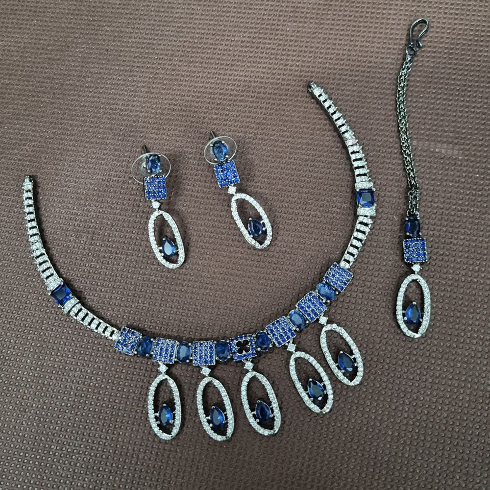 Kavita Art Silver Plated American Diamond Necklace Set