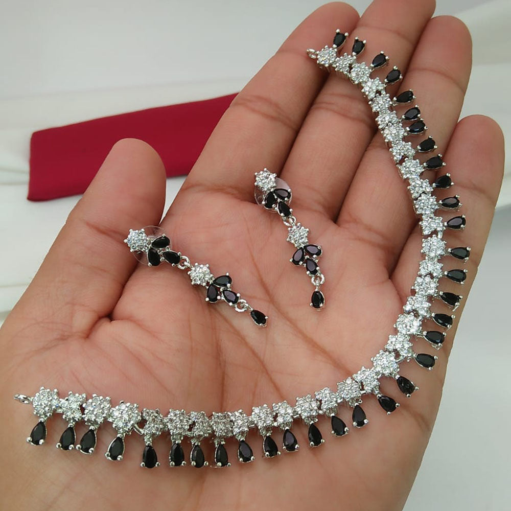 Kavita Art Silver Plated American Diamond Necklace Set