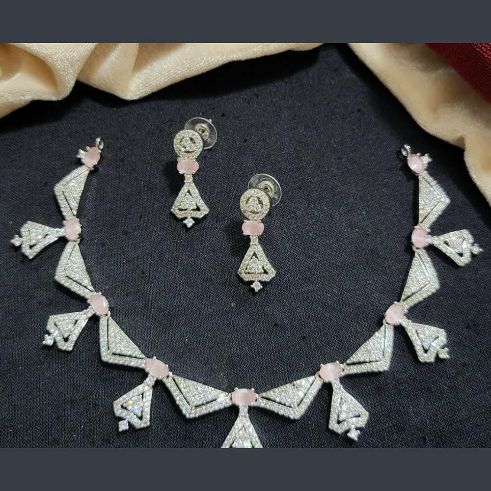 Kavita Art Silver Plated American Diamond Necklace Set