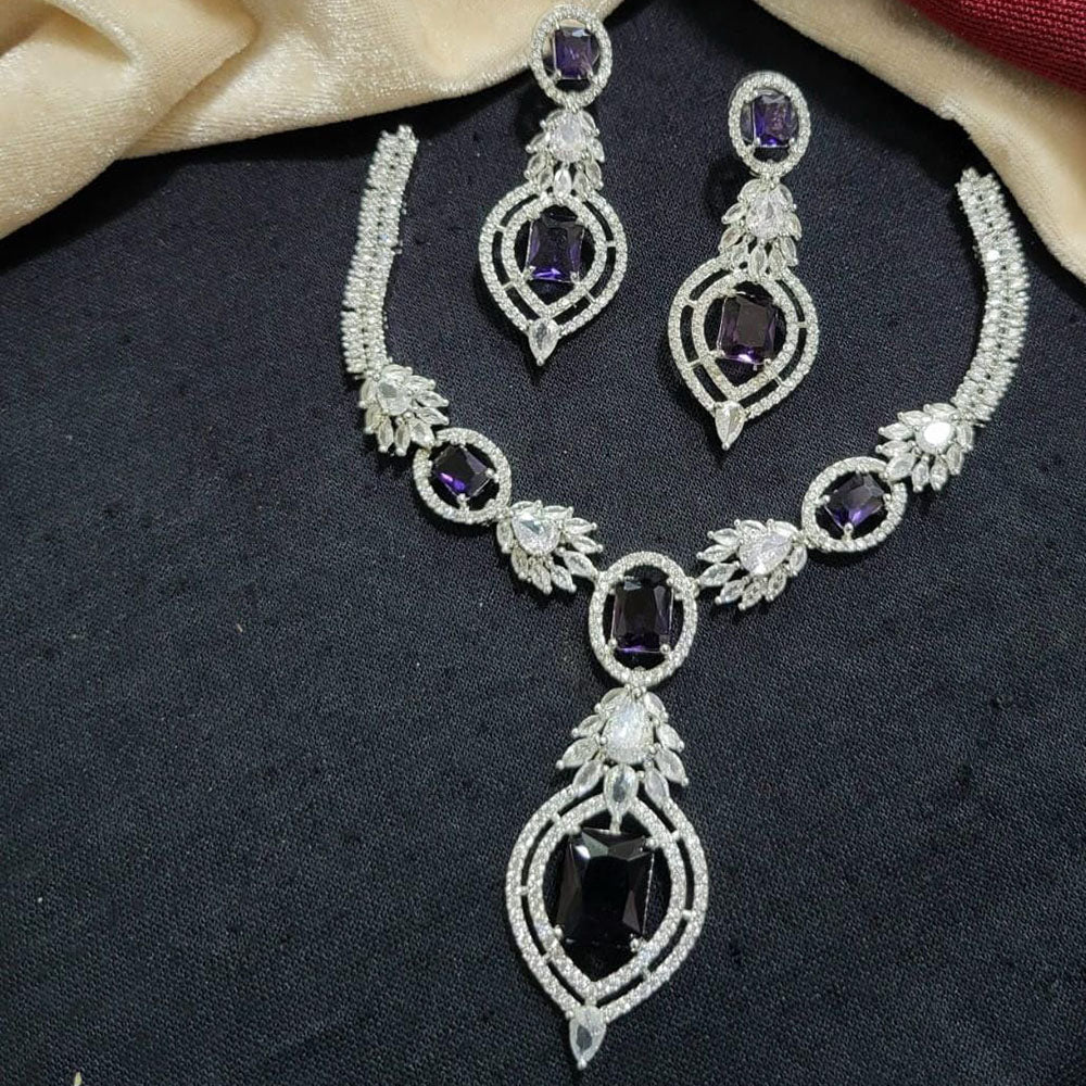 Kavita Art Silver Plated American Diamond Necklace Set