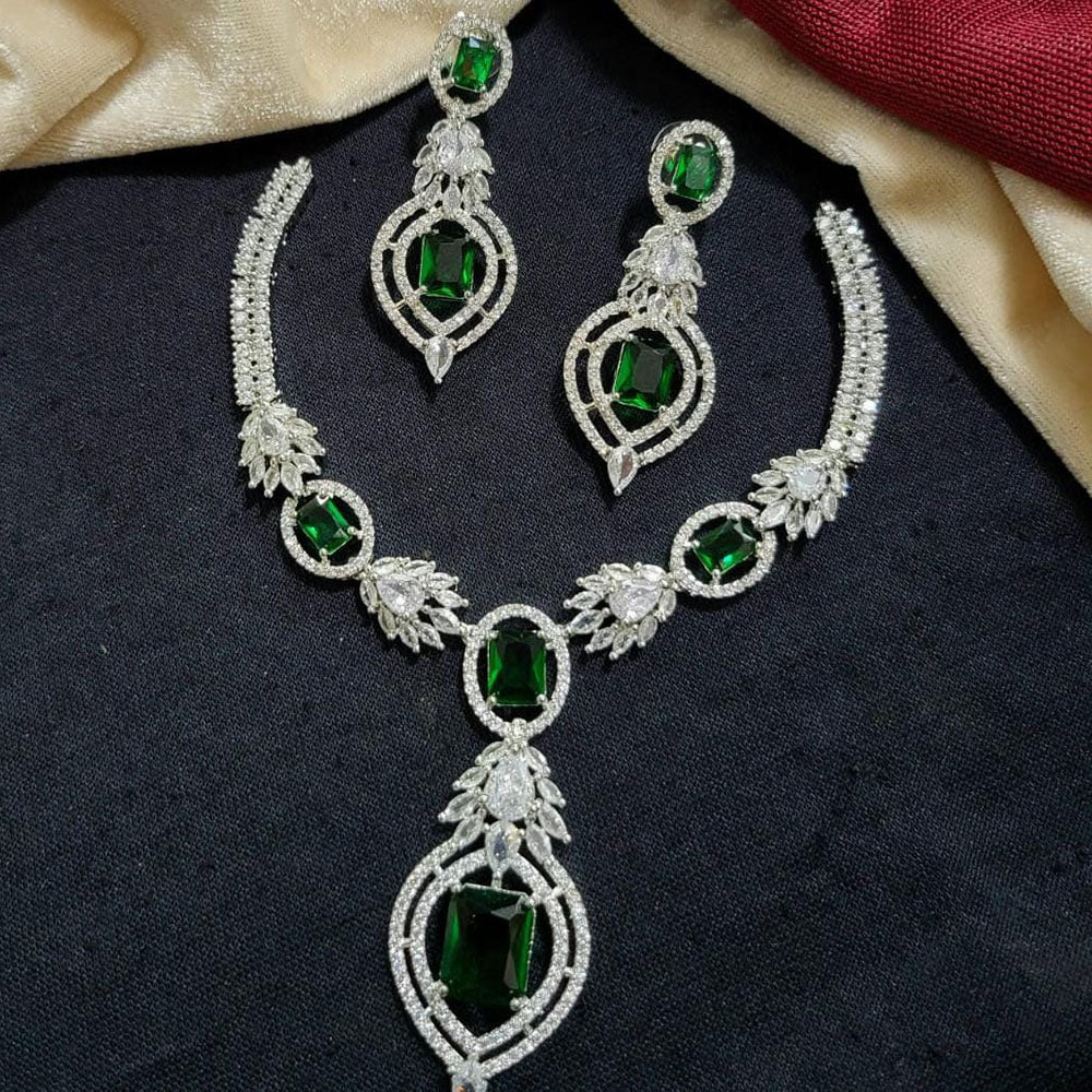 Kavita Art Silver Plated American Diamond Necklace Set