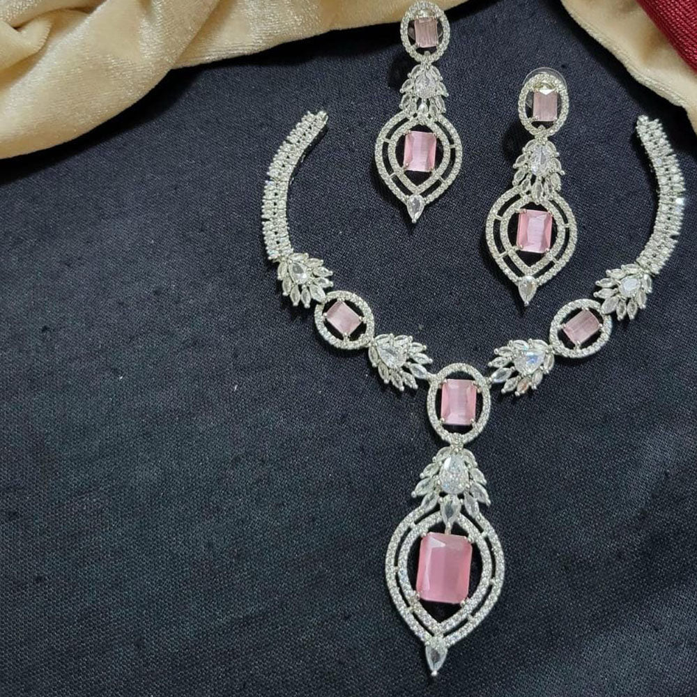 Kavita Art Silver Plated American Diamond Necklace Set