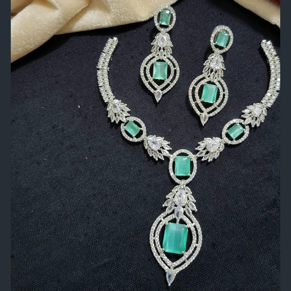 Kavita Art Silver Plated American Diamond Necklace Set