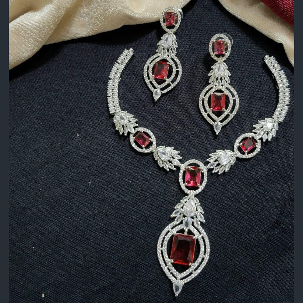 Kavita Art Silver Plated American Diamond Necklace Set