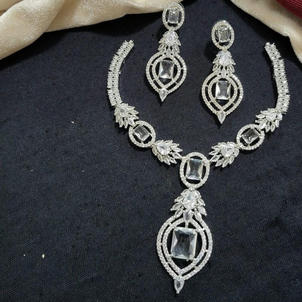 Kavita Art Silver Plated American Diamond Necklace Set